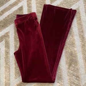 Velour. Beautiful wine color. Stretch fabric for all-day comfort.